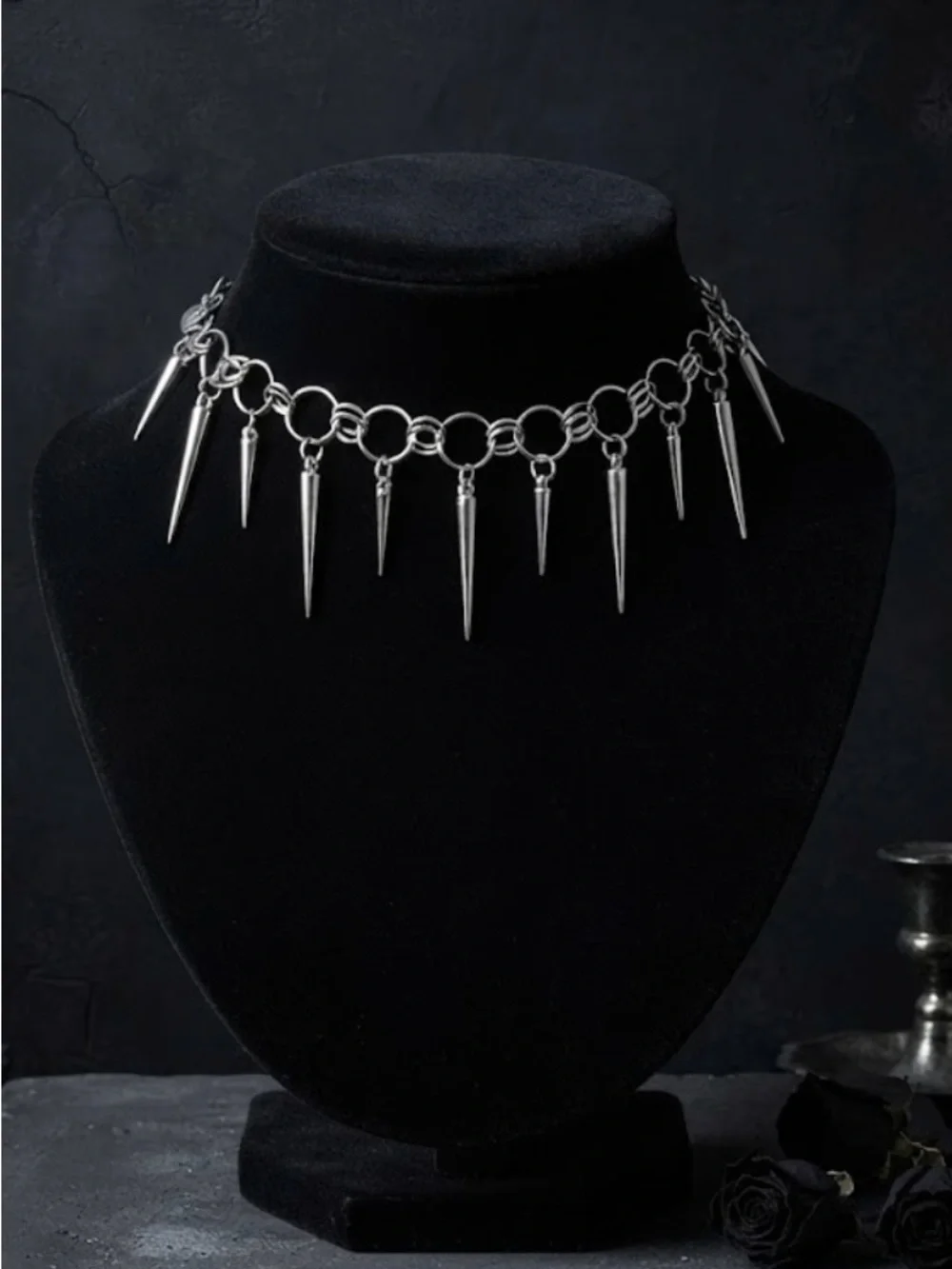 Hand Crafted Silver Spike Choker Necklace